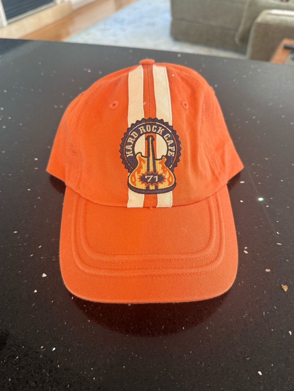 Hard Rock Cafe Orange Cap with Cream Stripes